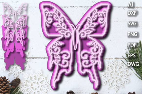 3D Floral Butterfly Pink Multilayer SVG: 3D SVG Shapes Review