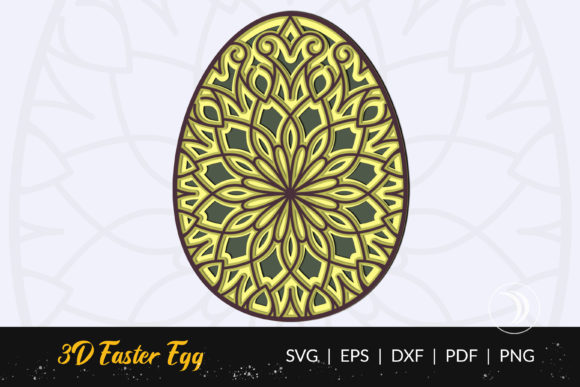 3D Happy Easter Egg Mandala SVG: Shapes for Branding