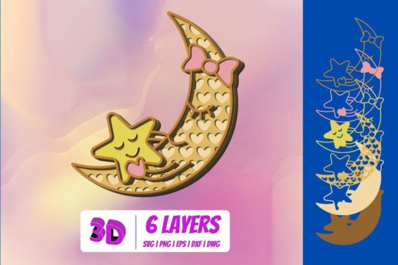 3D Mothers Day Moon SVG: Shapes for Branding