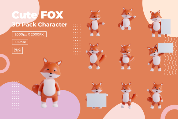 3D Pack Cute Animal Fox Illustration: 3D SVG Review