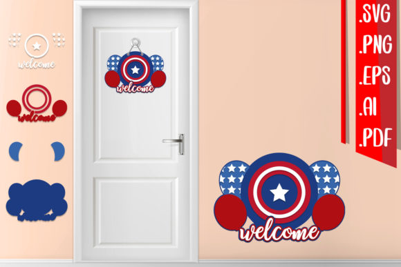 America Layered Door Sign 3D SVG Shapes