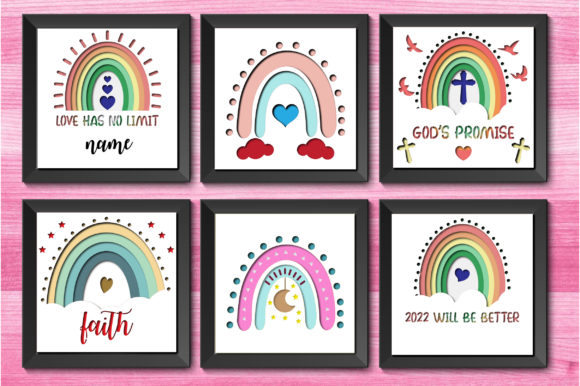 Boho Rainbow 3D SVG for Shadow Boxes
