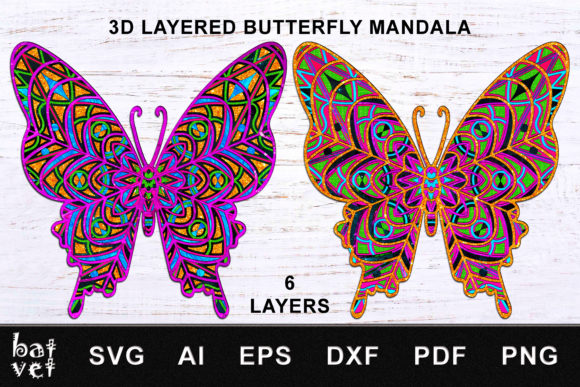 Butterfly Mandala 3D SVG Shapes for Commercial Sales