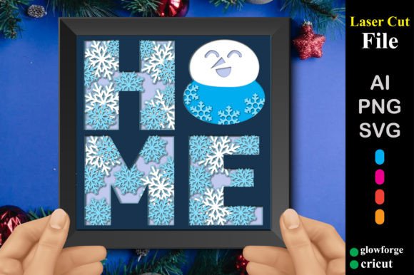 Christmas Home Snowman 3D SVG for Shadow Boxes