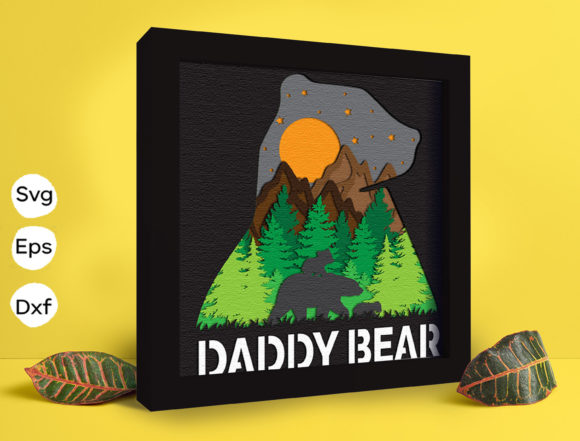 Daddy Bear Papercut Light Box: 3D SVG for Shadow Boxes