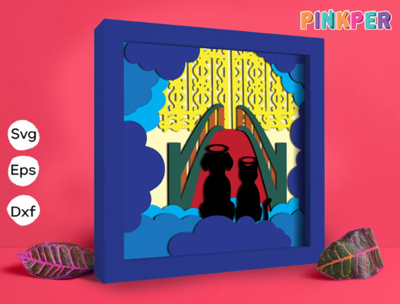 Dog and Cat Papercut Light Box 3D SVG for Shadow Boxes