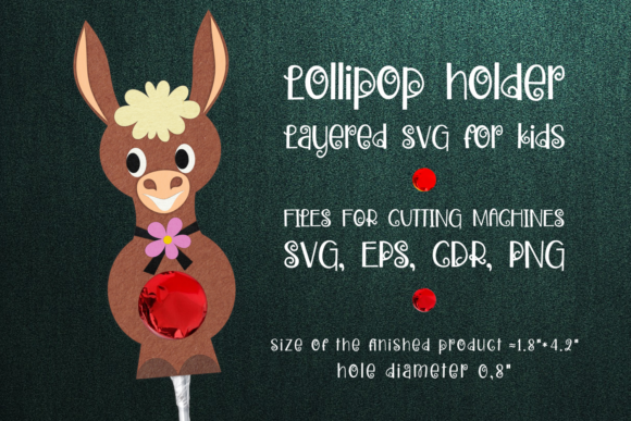 Donkey Lollipop Holder Template: 3D SVG Shapes