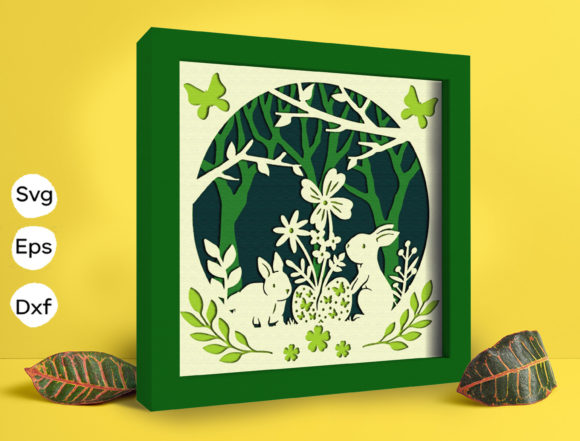 Easter Bunny Papercut Light Box 3D SVG for Shadow Boxes