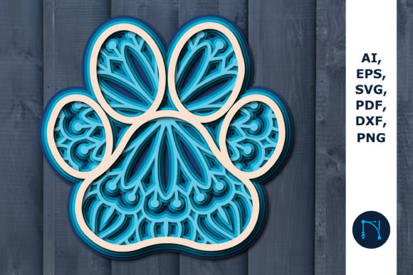 Layered Dog Paw 3D SVG for Shadow Boxes