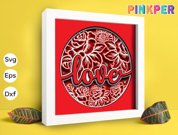 Love Flower Paper Cut Light Box: 3D SVG for Shadow Boxes