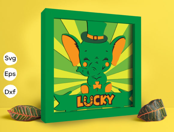 Lucky Elephant 3D SVG for Shadow Boxes