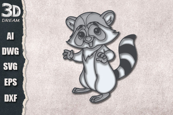 Raccoon 3D SVG Shapes for Commercial Products