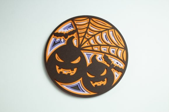 Scary Pumpkin Layered Design: 3D SVG for Halloween