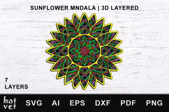 Sunflower Mandala SVG: 3D Shapes for Local Branding