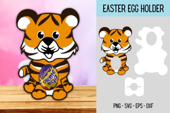 Tiger Egg Holder SVG: 3D Shapes for Branding