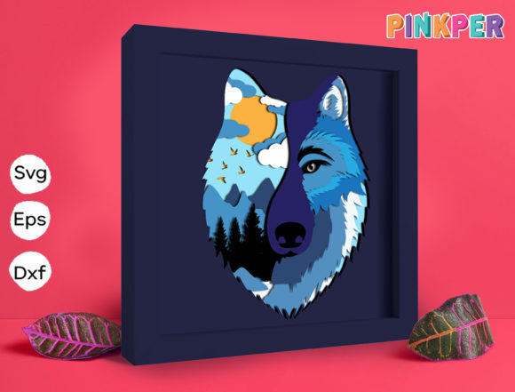 Wolf Papercut Light Box: 3D SVG for Shadow Boxes